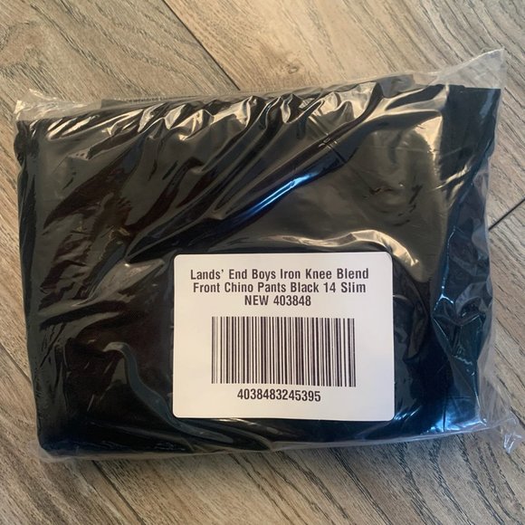 NWT LANDS' END BOYS IRON KNEE BLEND PLAIN FRONT CHINO PANTS BLACK - Picture 16 of 16